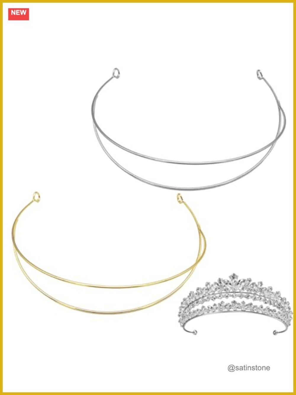 2Pc Metal Double Headband Tiara Base DIY Craft Wire Crown Headpiece Set